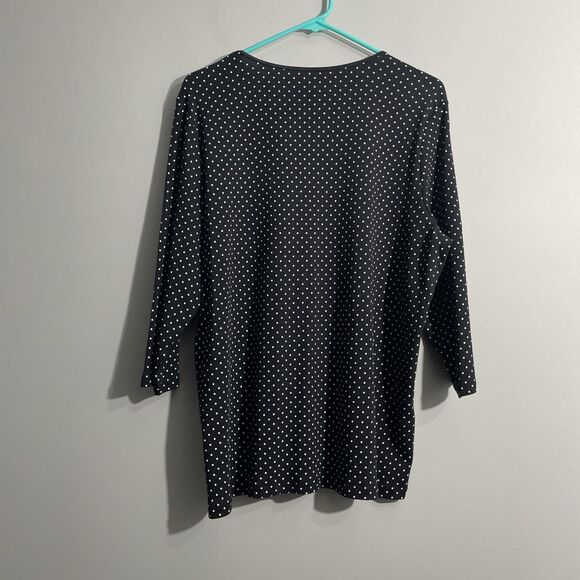 CJ Banks Women’s 1X Black White Polka Dot Long Sleeve Top NWT - Picture 2 of 11